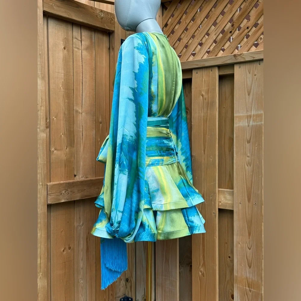 🆕 BRONX & BANCO 🧿 NWOT Bedouin Coastal Mini Dress, Blue Multi - Sz XS US 2